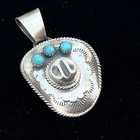Cowboy Hat Pendant Turquoise Sterling Silver Navajo Handmade Bobby Platero
