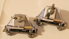 Vintage Set 1970s Ludwig Small 1 4  Bass Drum Spur Mount Brackets B o Badge Era