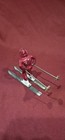 Vintage Barclay Lead Cast Metal Skier Figure Red Ski Suit White Boots Toy 1940s