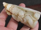 Chinese Longevity Elder Carved Hetian Nephrite Jade Statue