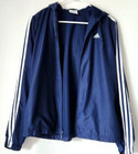 Adidas Windbreaker Jacket Lined Full Zip Up Navy Blue Boys M