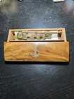 Brass Bosun s Whistle Boatswain s Call W  Chain Wooden Box   History Paper