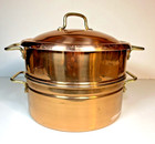 Copper Clad Steamer Pot With Lid   8 75  Dia   Base Is 3 5  Basket Is 3 25  Tall