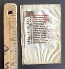 Circa 1450 Illuminated Manuscript Leaf Devotional Hours Vellum Rubricated Latin
