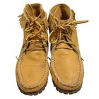 Vintage 80s Vibram Women s Natural Leather Moc Toe Fringe Moccasin  Size 7