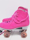 Sure-grip Roller Skates Uni-sex Size 8 Hot Pink Suede Quad Roller Skates