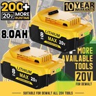 2 Pack For Dewalt 20v 20 Volt Max Xr 8 0ah Lithium Ion Battery Set Dcb203 Dcb207