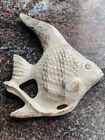 2 Mcm Vtg Ceramic Angelfish Wall Hanging Bubble Luster White   Gold  Jewel Eyes