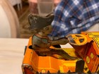 Nice Vintage 1930 s Marx  Tin Litho Red  Wind Up  Farm Tractor W  Driver