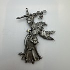 Vintage Jj Jonette Jewelry Pewter Wizard Brooch Rhinestone Fantasy Large 3 75in