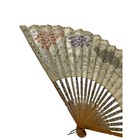 Vintage 9 Inch Hand Fan Asian Ornate Bamboo Ribs Painted Decor