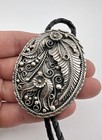 Vintage Navajo Sterling Silver Detailed Deep Stamped Floral Bolo Tie 2 5 