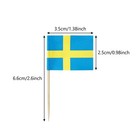 100pcs Sweden Swedish Toothpick Flags 1 3 X 2 6 Inches  Blue And Yellow