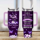 Personalized Jesus Cross Butterfly 40oz Tumbler Faith Hope Love Christian Gift
