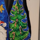 Vintage Fashion Fantasy Sequin Santa And Tree Vest  Free Size