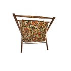 Vintage 1970s Folding Wooden Sewing Basket Stand Floral Fabric Knitting Craft