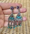 Vintage Matilde Poulat Matl Sterling Silver Earrings Turquoise  Coral   Amethyst