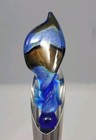 Vintage Italian Murano Glass Bottle Decanterr Cork Blue Set Of 2