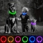 Rechargeable Led Light-up Flash Glow Collar Dog Pet Safety Micro Usb Adjustable