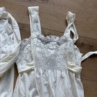Vintage 1950s Two Piece Nightgown Peignoir Set White Nylon Coquette Medium 36
