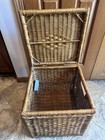 Vtg Wicker Storage Basket W lid Small Hamper Homemaker   s Idea Company Farmhouse