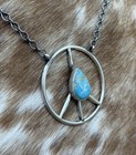 Native American Navajo Handmade Sterling Silver Turquoise Peace Hippie Necklace