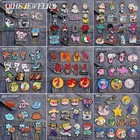 Anime Movie Enamel Pins 6-23pcs Comedy Cartoon Brooch Rabbit Cat Dog