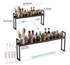 Stove Top Shelf Spice Rack  Adjustable 27   33     Kitchen Organizer  Black