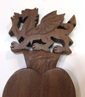 Vintage Hand Carved Walnut Wood Welsh Dragon Heart 9  Love Spoon