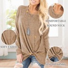 Shibever Long Sleeve Women Tops  Fall Casual Tunic Shirts For Womens Round Neck 