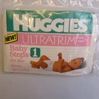 Vintage Huggies Baby Steps For Her Ultratrim Step 1 Plastic Sample Lot Of 2 1992