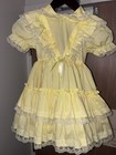 Girls Vintage Ruffle Lace Dress Yellow Frilly  Size 5 Princess Usa