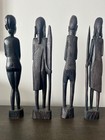 4 Vintage Hand Carved Besmo Sculptures Kenya African Ebony Wood Tribal Art 14   
