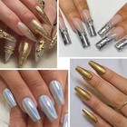 Gold Silver Chrome Nail Powder  Holographic Unicorn Iridescent Chrome Powder For