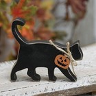 New Primitive Cat Black Wood Halloween Jack O Lantern Tag Sitter 4 25 tx6 wx3 4 