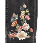 Black Distressed Patchwork Appliqu   Floral High Waisted Jeans Sz S Boho Grunge