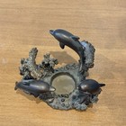 Vintage 1980s Partylite Brass Resin Dolphins Votive Candle Holder Tea Light