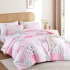  Comforter Set - Spring Floral Comforter Size Patchwork Flower Cozy Queen Pink