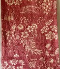 Antique French Early 19th Century Bird Fruit Nantes Toile Cotton Fabric   Red