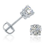 2mm White Sapphire Round Screw Back Stud Earrings - Sterling Silver