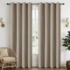 Blackout Grommet Curtains Linen Textured 52 X 84 Inches 2 Panels Light Blocking