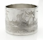Us Battleship Maine Metal Napkin Ring-destroyed In Havana Harbor 1898 Feb 15