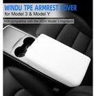 Armrest Cover  Center Console Cover 2016-2024 Tpe Armrest Protector Snap White