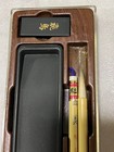 Mini Calligraphy Set Ink Stone Brush Ink Stick Plastic Case Vintage Suzuri Sumi