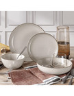 Over back 16 Piece Dinnerware Set  Moden Linen Ceramic Stoneware