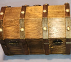 Vintage Wooden Treasure Chest  Style Trunk Jewelry  Box Brown 7 75  X 5 25 