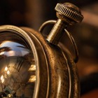 Antique Brass Magnifying Table Clock  Vintage Steampunk Pocket Watch Style Decor