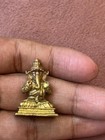 Mini Brass Sitting Ganesha Idol  1 1 Inch Ganesh Murti  Hindu Home Temple Statue