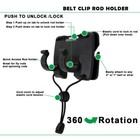 3rd Hand Fishing Clip Rod Holder Rotatable For Fly Fishing Bank Fishing Belt Wad