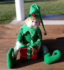 9  Sitting Blonde Elf Pixie W present Christmas Holiday Doll Shelf Sitter Plush